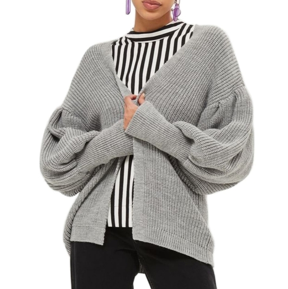 Topshop Sweaters - TopShop Pleated Balloon Sleeve Cardigan Size S